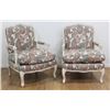 Image 1 : Pair Country French Off-White Open Armchairs