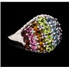 Image 1 : 2.53 ctw Multi-color Gemstone Ring - 14KT White Gold