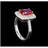 Image 4 : 14KT Two-Tone Gold 1.92 ctw Tourmaline and Diamond Ring