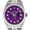 Image 1 : Rolex Mens 36mm Stainless Steel Purple Diamond Datejust Wristwatch