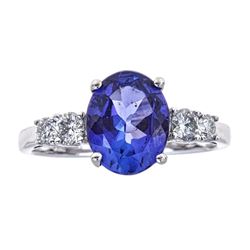 2.75 ctw Tanzanite and Diamond Ring - 14KT White Gold