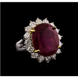 14KT White Gold 13.74 ctw Ruby and Diamond Ring