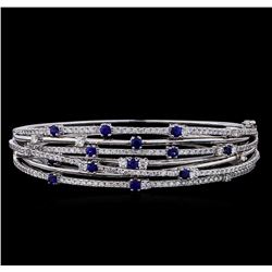 1.35 ctw Sapphire and Diamond Bracelet - 14KT White Gold