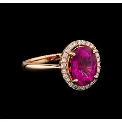 14KT Rose Gold 2.95 ctw Tourmaline and Diamond Ring