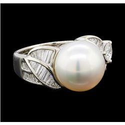 Pearl and Diamond Ring - Platinum