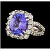 Image 1 : 5.34 ctw Tanzanite and Diamond Ring - 14KT White Gold