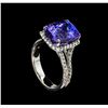 Image 4 : 7.41 ctw Tanzanite and Diamond Ring - 14KT White Gold