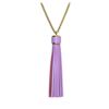 Image 2 : Leather Tassel Chain Necklace - Gold Plated