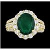 Image 2 : 3.60 ctw Emerald and Diamond Ring - 14KT Yellow Gold