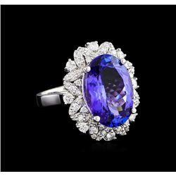 10.00 ctw Tanzanite and Diamond Ring - 14KT White Gold