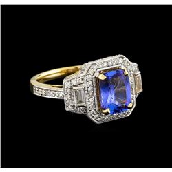 14KT Yellow Gold 2.24 ctw Tanzanite and Diamond Ring