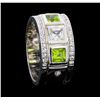 Image 4 : Crayola 0.90 ctw Peridot and White Sapphire Ring - .925 Silver