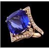 Image 1 : 24.05 ctw Tanzanite and Diamond Ring - 14KT Rose Gold