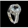 Image 4 : 3.77 ctw Aquamarine and Diamond Ring - 14KT White Gold