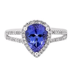 1.93 ctw Tanzanite and Diamond Ring - 14KT White Gold