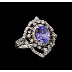 14KT White Gold 2.84 ctw Tanzanite and Diamond Ring