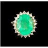 Image 2 : 11.85 ctw Emerald and Diamond Ring - 14KT Yellow Gold