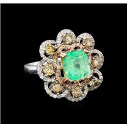 14KT White Gold 2.96 ctw Emerald and Diamond Ring