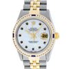 Image 1 : Rolex Mens Two Tone MOP Sapphire & Diamond Channel Set Datejust Wristwatch