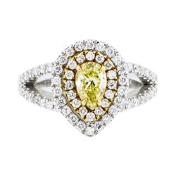 1.31 ctw Yellow and White Diamond Ring - 14KT White And Yellow Gold