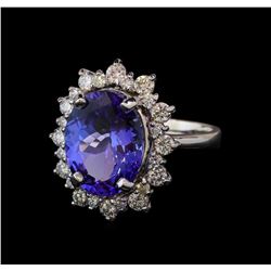 5.6 ctw Tanzanite and Diamond Ring - 14KT White Gold