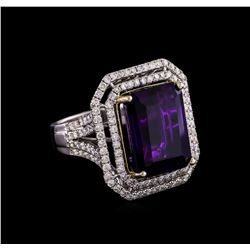 14KT Two-Tone 11.31 ctw Amethyst and Diamond Ring