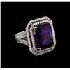 Image 1 : 14KT Two-Tone 11.31 ctw Amethyst and Diamond Ring