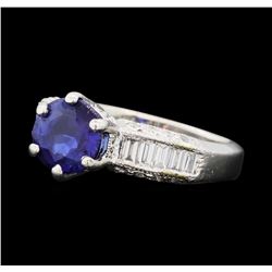 2.08 ctw Blue Sapphire and Diamond Ring - Platinum