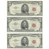 Image 1 : 1963 $5 VG/XF Red Seal Note Lot of 3