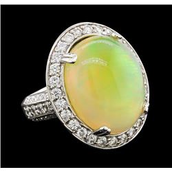 17.30 ctw Opal and Diamond Ring - 14KT White Gold