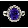 Image 2 : 4.76 ctw Tanzanite and Diamond Ring - 14KT White Gold