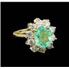 Image 1 : 3.03 ctw Emerald and Diamond Ring - 14KT Yellow Gold