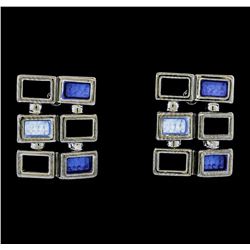 Crystal Rectangle Earrings - Rhodium Plated