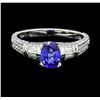 Image 2 : 1.23 ctw Sapphire and Diamond Ring - 18KT White Gold