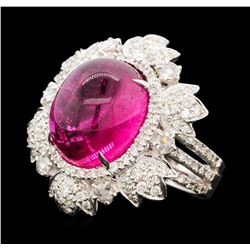 13.90 ctw Rubellite and Diamond Ring - 18KT White Gold