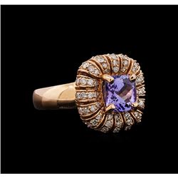 14KT Rose Gold 1.68 ctw Tanzanite and Diamond Ring