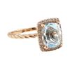 Image 1 : 5.81 ctw Aquamarine and Diamond Ring - 14KT Rose Gold