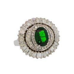 2.38 ctw Tsavorite and Diamond Ring - 14KT White Gold