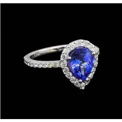 2.20 ctw Tanzanite and Diamond Ring - 14KT White Gold