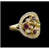 Image 1 : 14KT Yellow Gold 0.75 ctw Multi Gemstone and Diamond Ring