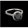 Image 1 : 3.65 ctw Black Diamond Ring - 14KT White Gold
