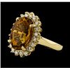 Image 1 : 5.58 ctw Citrine and Diamond Ring - 14KT Yellow Gold