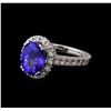 Image 1 : 3.55 ctw Tanzanite and Diamond Ring - 14KT White Gold