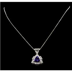 5.51 ctw Tanzanite And Diamond Pendant & Chain - 14KT White Gold