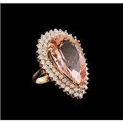 22.88 ctw Morganite and Diamond Ring - 14KT Rose Gold