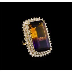 30.06 ctw Ametrine and Diamond Ring - 14KT Yellow Gold