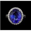 Image 2 : 7.98 ctw Tanzanite and Diamond Ring - 14KT White Gold