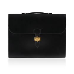 Hermes 40cm Black Calf Box Leather Sac a Depeches Briefcase