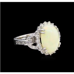 3.28 ctw Opal and Diamond Ring - 14KT White Gold