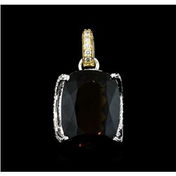 19.48 ctw Golden Tourmaline and Diamond Pendant - 14KT White and Yellow Gold